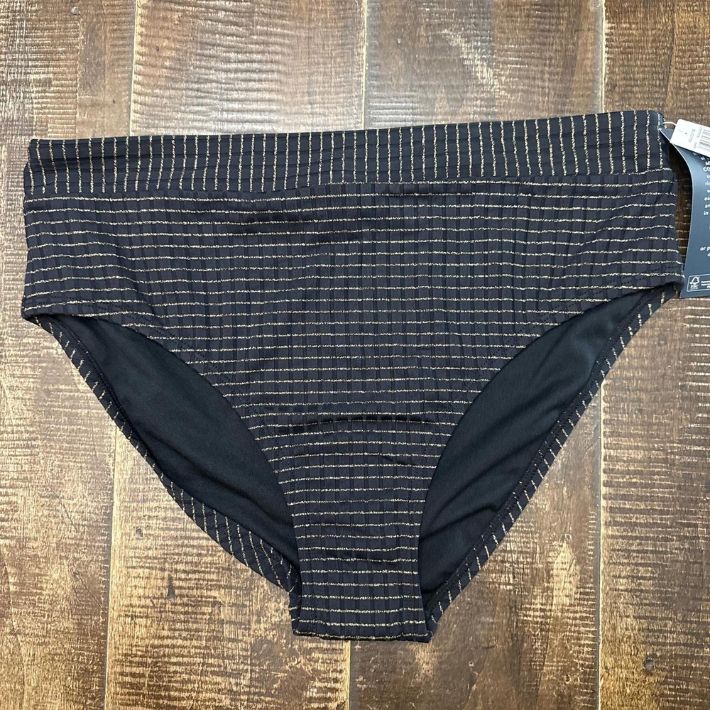 Aqua Couture Black & Gold Striped Bikini Bottoms